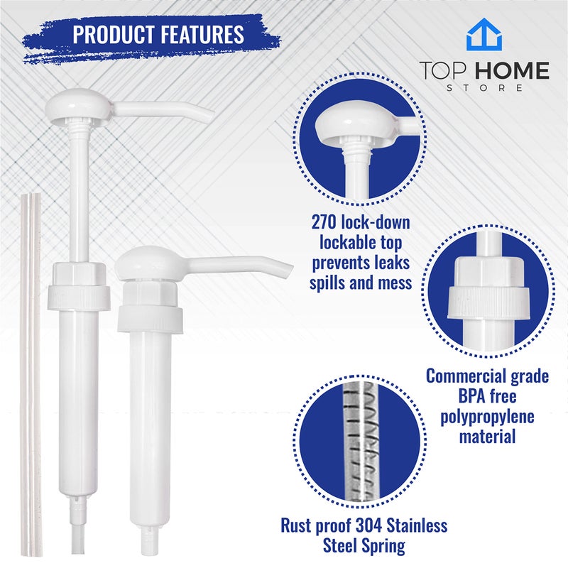 Top Home Store موزعات مضخة بديلة ثقيلة من متجر توب هوم، مناسبة للجالونات والجرار، مناسبة للشامبو والبلسم والدهانات والتوابل، 2 قطع، تشمل 2 أنابيب بطول 6 بوصات - Image 2